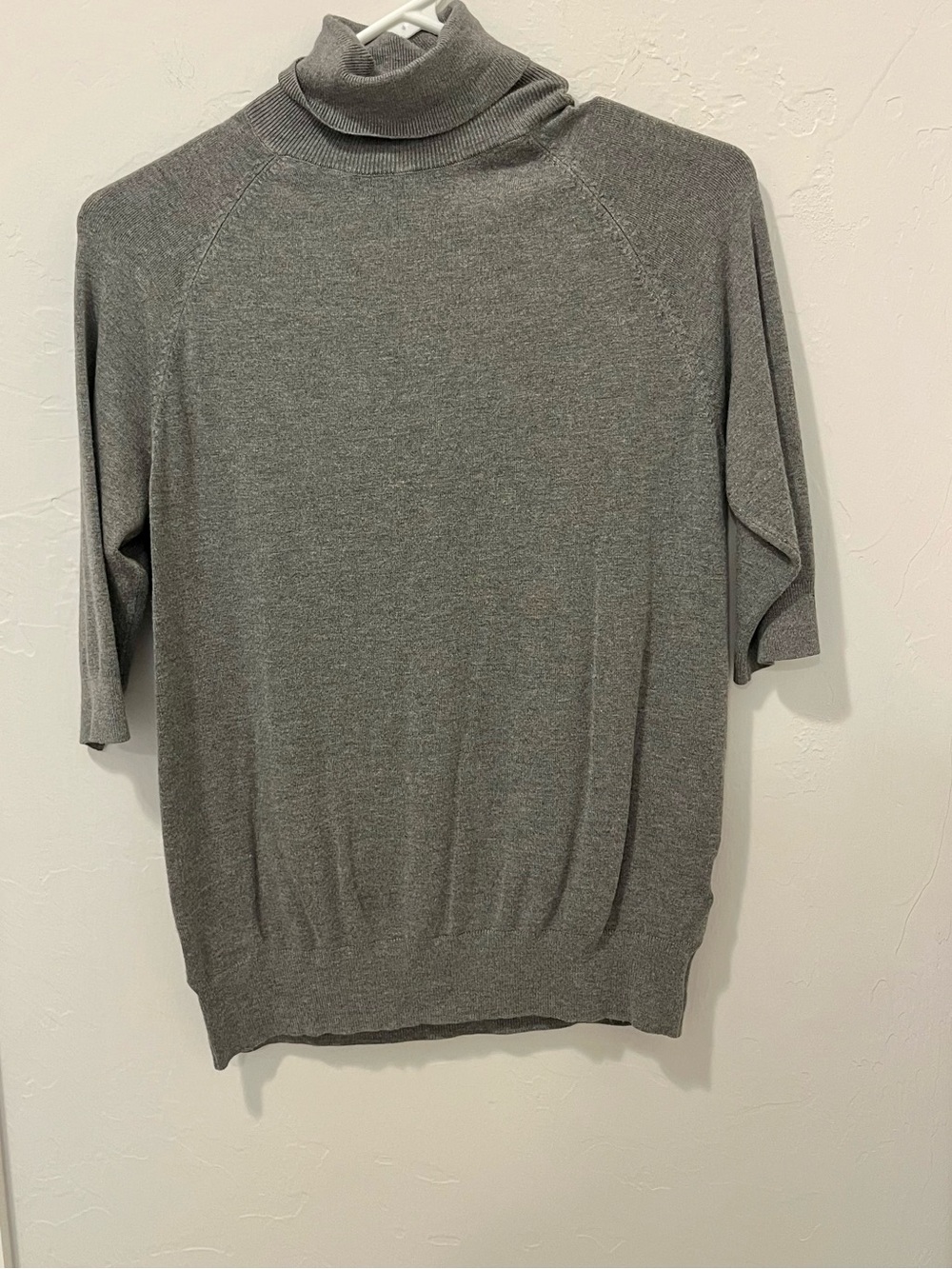 Zara Gray Ribbed Short-Sleeve Turtleneck Sweater